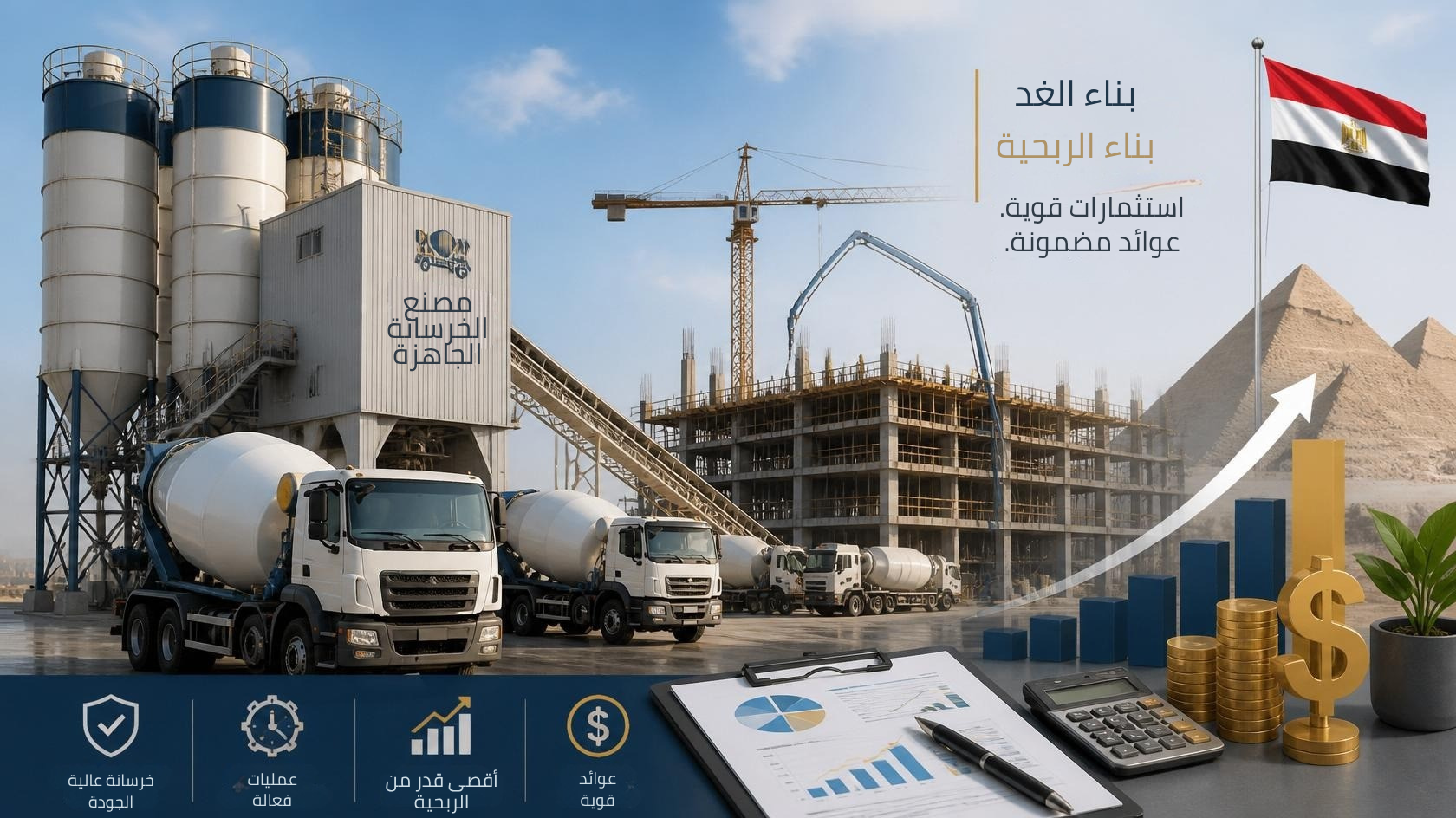 دراسة جدوى مشروع محطة خرسانة جاهزة في مصر 2026 (التكاليف والأرباح وأهم عوامل النجاح)