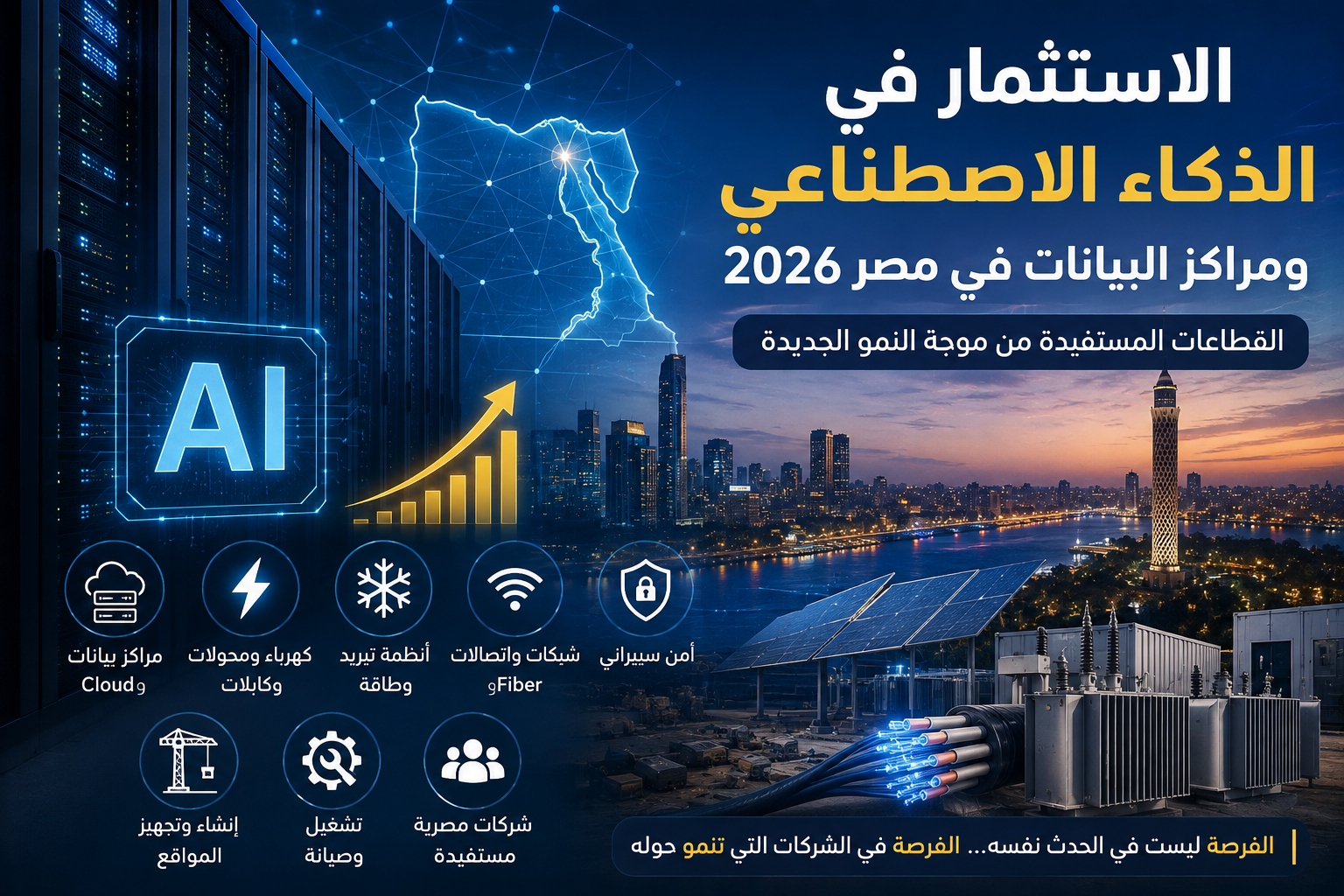 الاستثمار في الذكاء الاصطناعي ومراكز البيانات في مصر 2026 - ما القطاعات المستفيدة من موجة النمو الجديدة؟